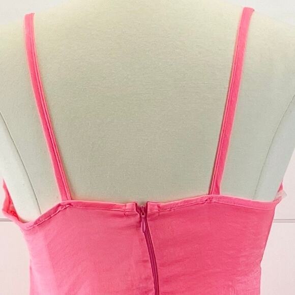 Livi by Olivia Rae Womens L Satin Slip Dress‎ Slit Neon Pink Strappy Barbiecore - Picture 6 of 12